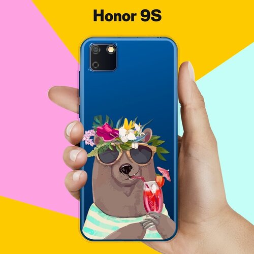 Силиконовый чехол Медведь с коктейлем на Honor 9S силиконовый чехол на honor 9c хонор 9с кельтский медведь