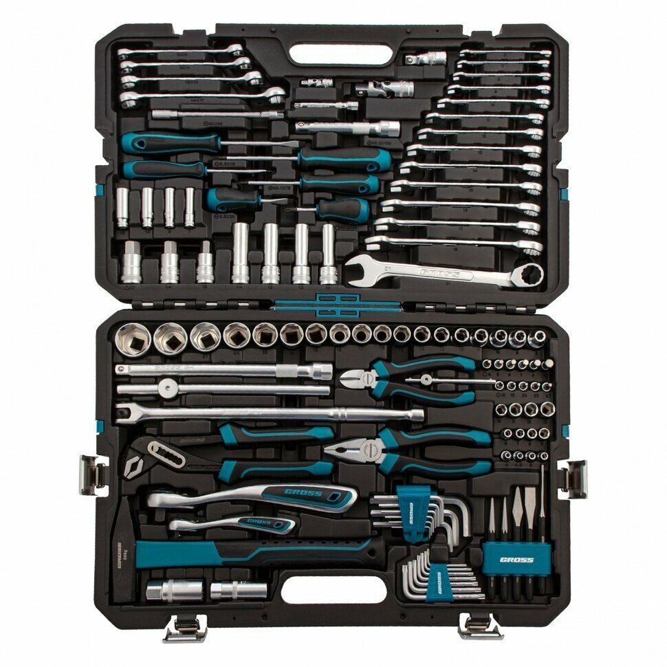 Набор инструментов, 1/4", 1/2", CrV, 120 зубьев, 115 предметов Gross 14152 — фото 1