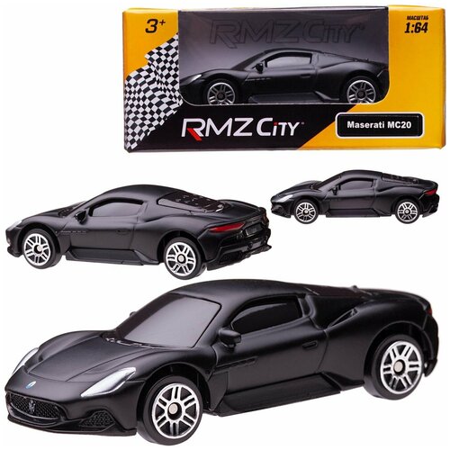 Машина металлическая RMZ City 1:64 Maserati MC 2020, без механизмов, чёрный матовый цвет легковой автомобиль rmz city maserati granturismo mc 2018 344993s 1 64 9 см синий