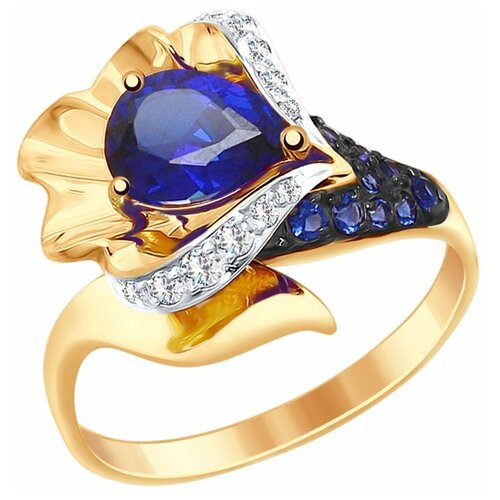 фото Кольцо sokolov, красное золото, 585 проба, фианит, корунд синтетический, размер 17