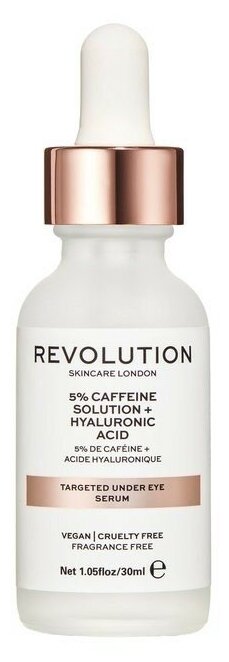 Revolution Skincare, 5% Caffeine Solution + Hyaluronic Acid - сыворотка увлажн. под глаза