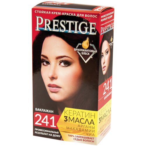 краска для волос vip s prestige крем краска для волос VIP's Prestige Бриллиантовый блеск стойкая крем-краска для волос, 241 - баклажан, 115 мл
