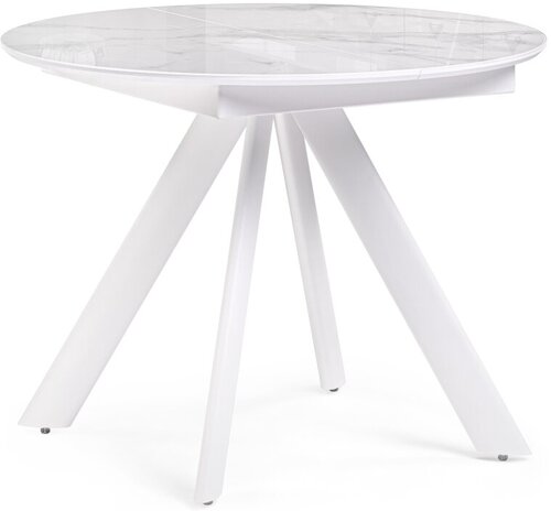 Стеклянный стол Woodville Галвестон 100х76 белый мрамор / белый