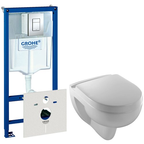 Комплект Система инсталляции Grohe Rapid SL 38775001 4 в 1 с кнопкой смыва + Унитаз подвесной Jacob Delafon Odeon Up E4705 + Крышка-сиденье Jacob