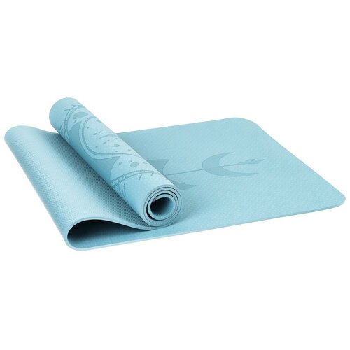 фото Коврик для йоги «луна» 183 х 61 х 0,6 см, цвет пастельный голубой sangh