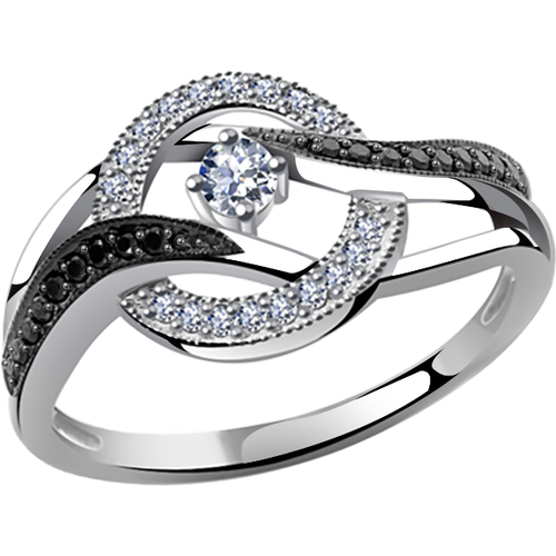 Кольцо Diamant online, белое золото, 585 проба, бриллиант, размер 18.5, черный