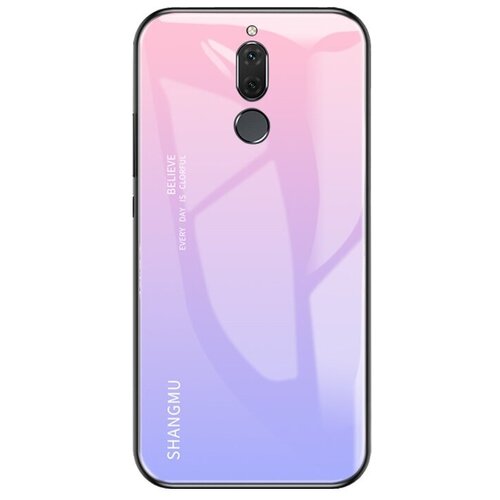 фото Чехол-бампер mypads для huawei mate 20 lite стеклянный из закаленного стекла с эффектом градиент зеркальный блестящий переливающийся фиолетовый