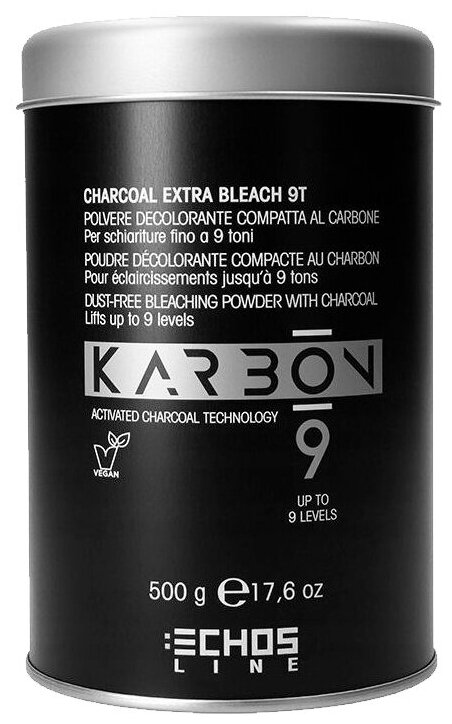 Echosline Осветляющий порошок Karbon 9 Charcoal Extra Bleach, 500 мл, 500 г