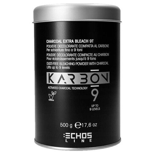 Echosline Осветляющий порошок Karbon 9 Charcoal Extra Bleach, 500 мл, 500 г lebel platinum bleach порошок осветляющий 350 гр