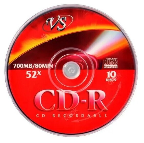 VS Диск для записи, CD-R 80 52x CB/10 Ink Print 700 МБ