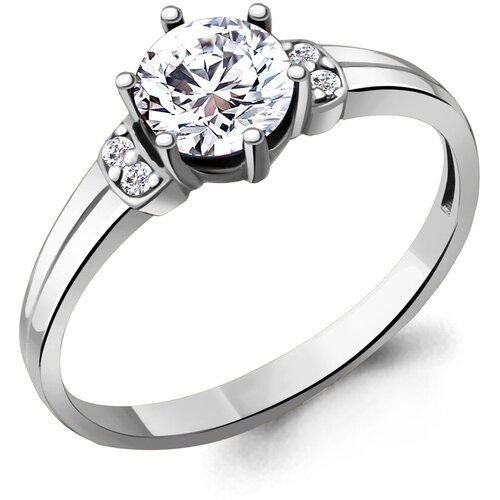 фото Серебряное кольцо aquamarine а68785а с фианитом, размер 18,5 diamant-online