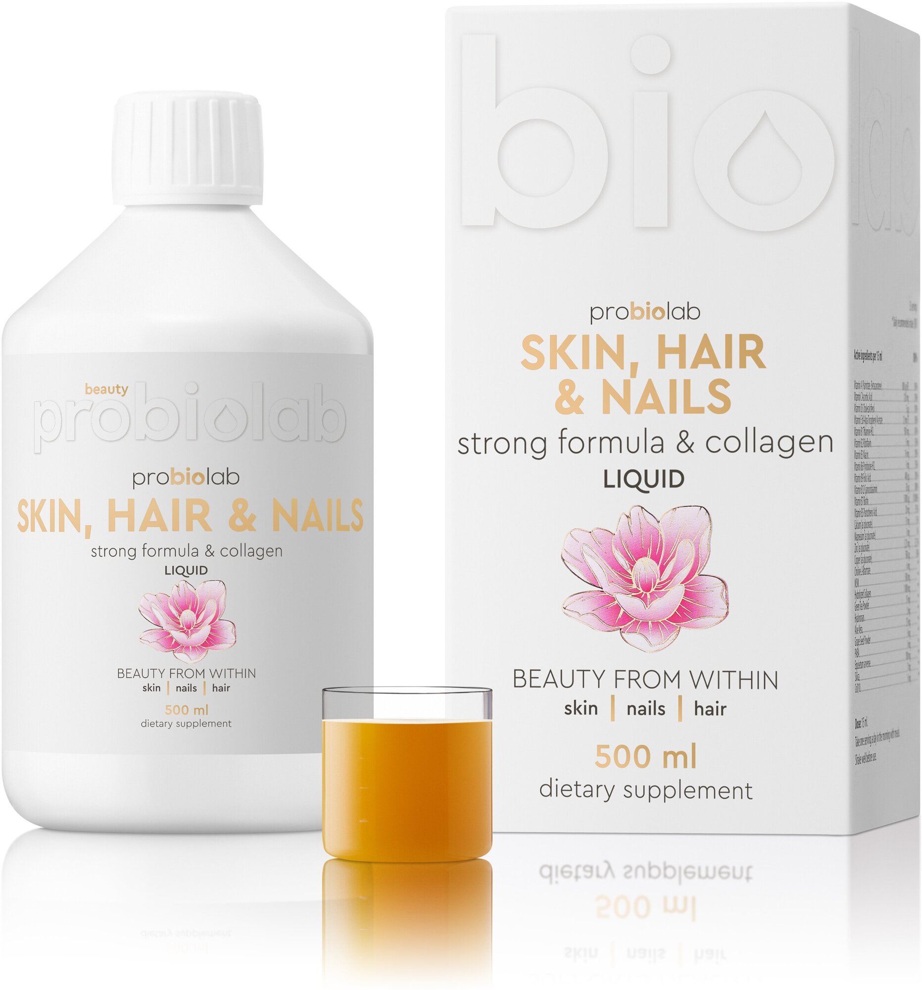 Питьевой комплекс с пептидами коллагена "SKIN, HAIR & NAILS" Probiolab, 500 мл