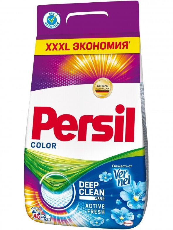 Порошок стиральный PERSIL Color Свежесть от Vernel для цветного белья 6кг