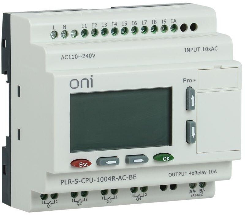 Реле логическое PLR-S. CPU1004(R) 220В AC с экраном ONI, IEK PLR-S-CPU-1004R-AC-BE (1 шт.)