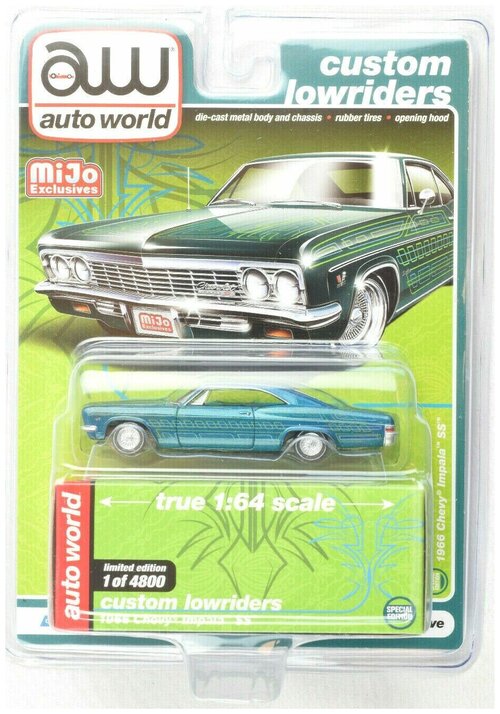 Коллекционная модель Auto World 1966 Chevy Impala SS Lowrider Teal