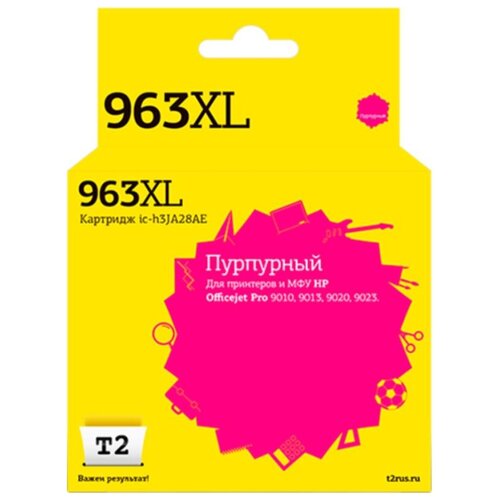 картридж пурпурный t2 c4908a совместимый с принтером hp ic h4908 Комплект 5 штук, Картридж струйный T2 №963XL (IC-H3JA28AE) пур. для HP OJ 9010/9013/9020/9023