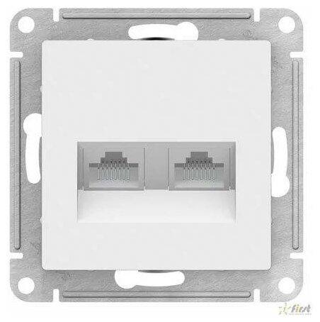 Розетка ATLASDESIGN двойная компьютерная RJ45+RJ45 категория 5E механизм белый