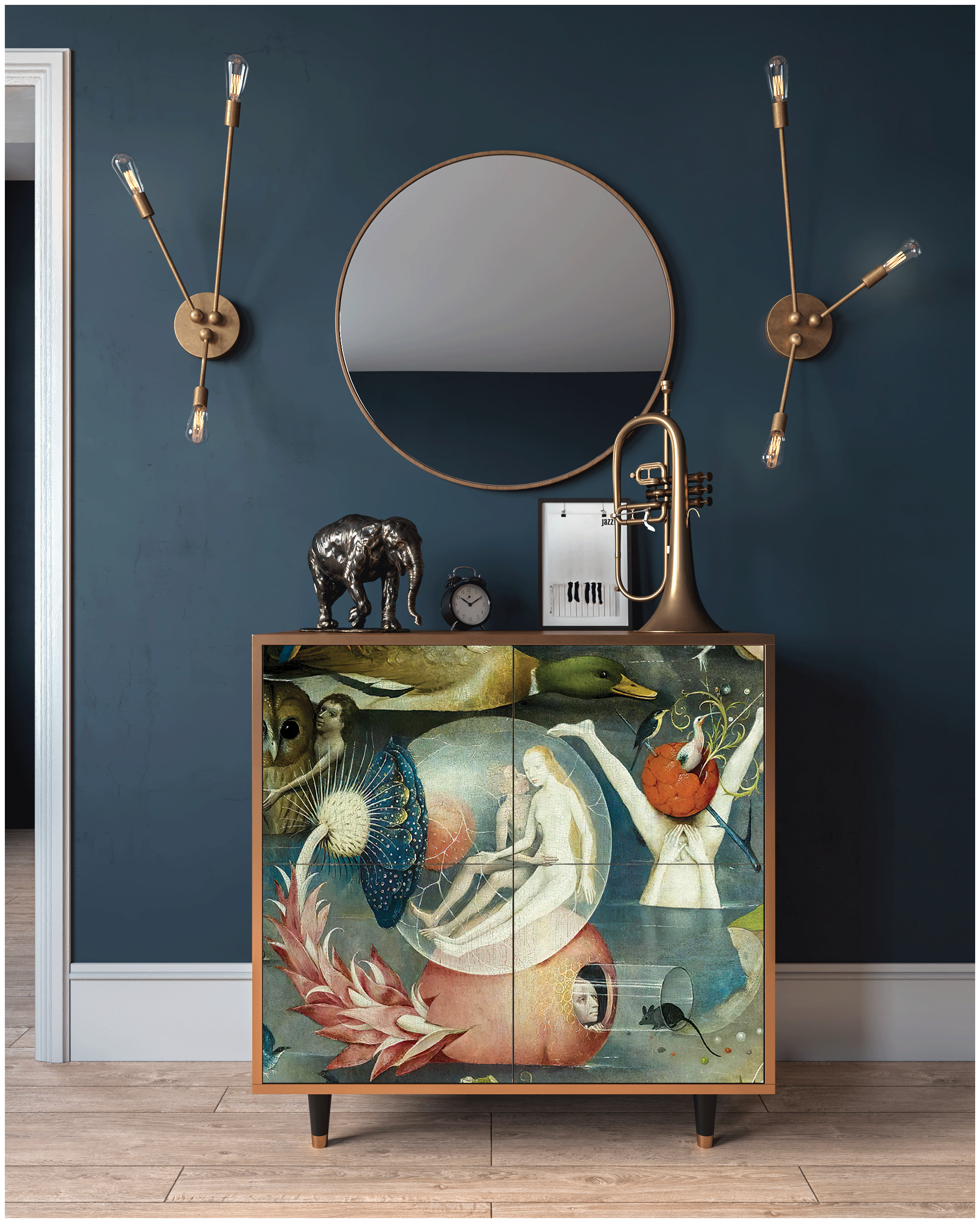 Комод - STORYZ - BS3 The Garden Of by Hieronymus Bosch, 94 x 96 x 48 см, Орех