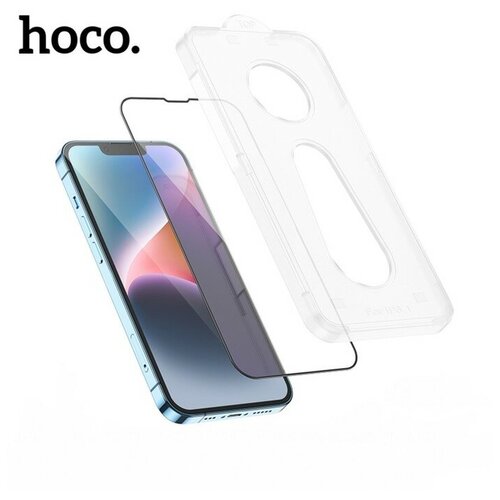 Защитное стекло Hoco для iPhone 14 Plus/13 Pro Max, с рамкой для установки, полный клей