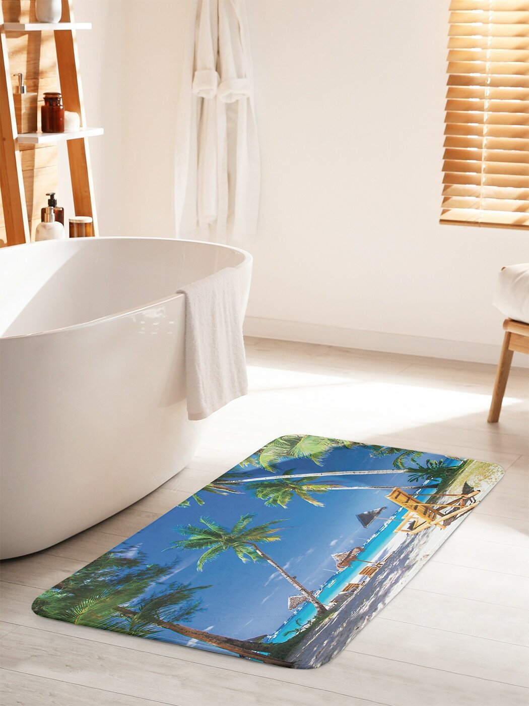 Коврик для ванной комнаты и туалета противоскользящий JoyArty "Пальмовый рай" 60х100 см