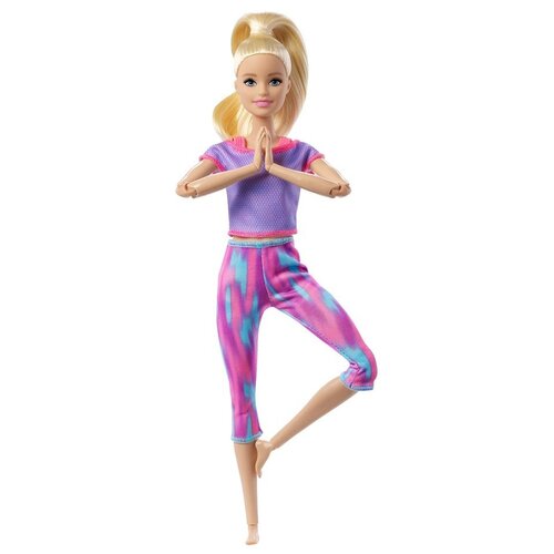 фото Кукла barbie безграничные движения, 30 см блондинка в фиолетовом топе