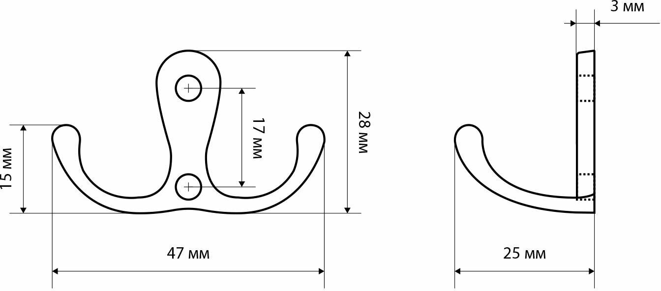 Крючок-вешалка для одежды и ванной стандарт 002 AC старая медь 1 шт, крепеж в комплекте