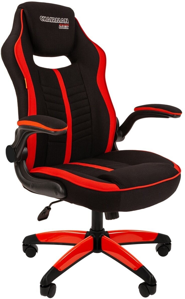Игровое компьютерное кресло с откидными подлокотниками CHAIRMAN GAME 19, ткань, черный/красный