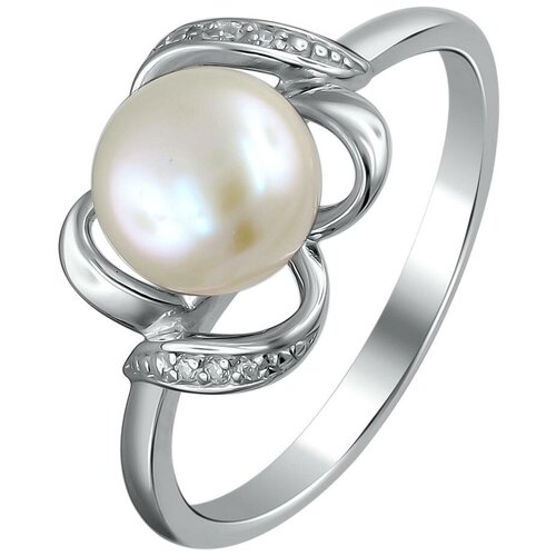фото Эстет кольцо с жемчугом и фианитами из серебра л8к3519753, размер 16.5