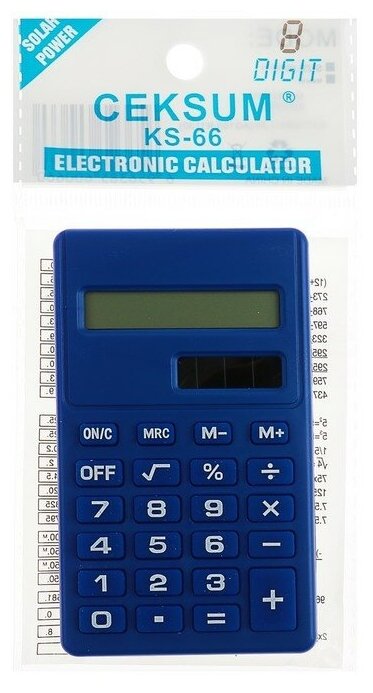Калькулятор карманный 08-разрядный двойное питание микс