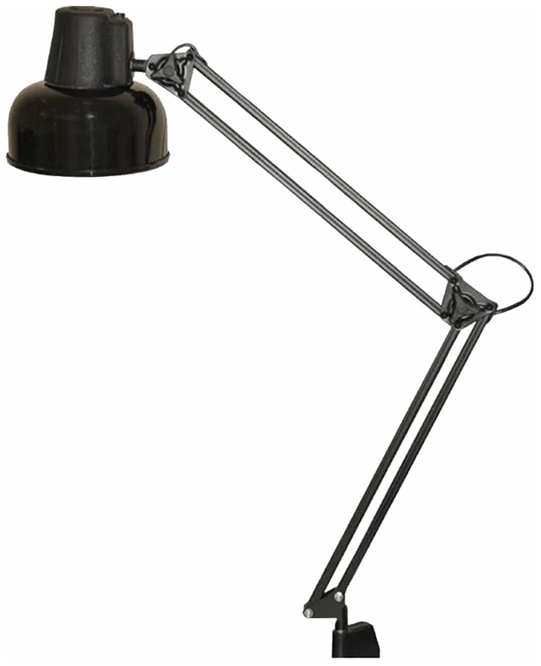 Светильник настольный Бета, на струбцине, лампа накаливания/люминесцентная/светодиодная, до 60 Вт, черный, высота 70 см, Е27