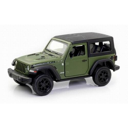 Машина металлическая RMZ City серия 1:32 Jeep Rubicon 2021 закрытый верх, инерционный механизм, зеленый матовый цвет, двери открываются. 554060M(F)