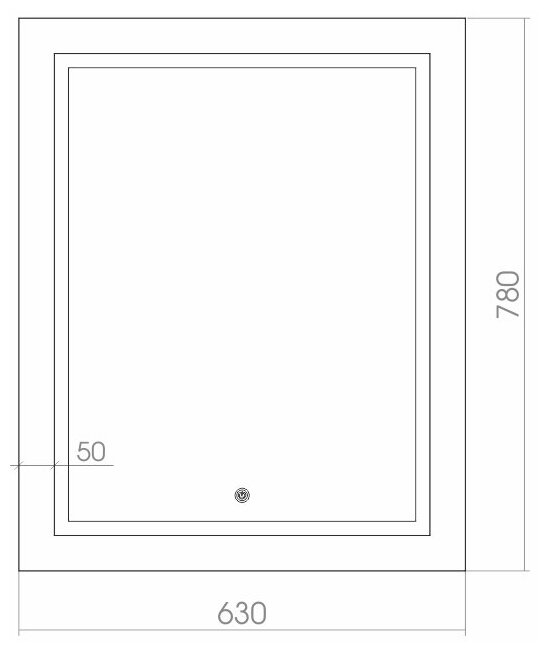 Зеркало AZARIO Марсель LED 630х780 серебро, c подсветкой и диммером, сенсорный выключатель (ФР-00000910) - фотография № 4