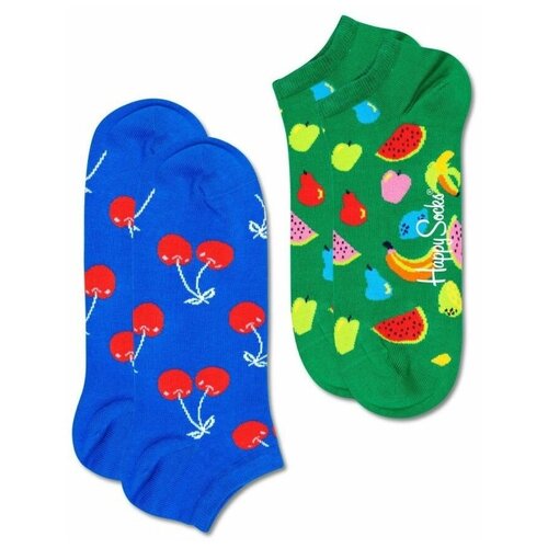Носки Happy Socks, 2 пары, 2 уп., размер 25, синий, зеленый, мультиколор, пыльная роза носки happy socks размер 29 зеленый мультиколор пыльная роза желтый