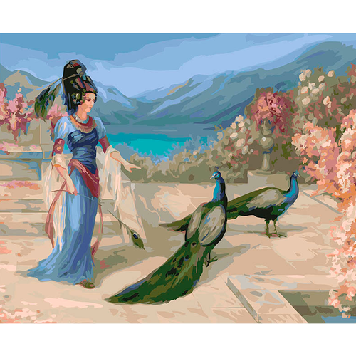 Белоснежка Картина по номерам Прогулка с павлином (900-АВ), 40 x 50 см, разноцветный