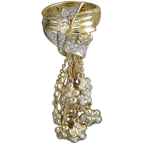 фото Эстет кольцо с 141 бриллиантом из жёлтого золота 01к6313197, размер 17