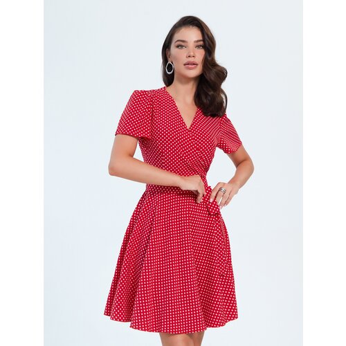 фото Платье летнее красное вечернее на выпускной праздничное пиджак офисное мини с разрезом пляжное с запахом нарядное в горошек короткое лето коктейльное icon dress