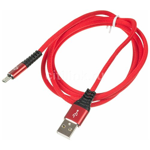 Кабель Digma micro USB (m) - USB (m), 1.2м, в оплетке, 2A, красный [microusb-1.2m-braided-r]