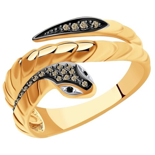 кольцо малинка из золота с бриллиантами в виде цветка Кольцо SOKOLOV, красное золото, 585 проба, бриллиант, размер 17