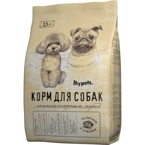 Корм для собак миниатюрных пород Mypets с телятиной и олениной 1,5 кг