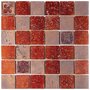 Мозаика Skalini GRD-3B из глянцево-матового (микс) агломерата и травертина размер 30.5х30.5 см чип 48x48 мм толщ. 10 мм площадь 0.093 м2 на сетке