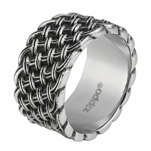 фото Кольцо zippo, нержавеющая сталь, тиснение, чернение, гравировка, серебряный, черный