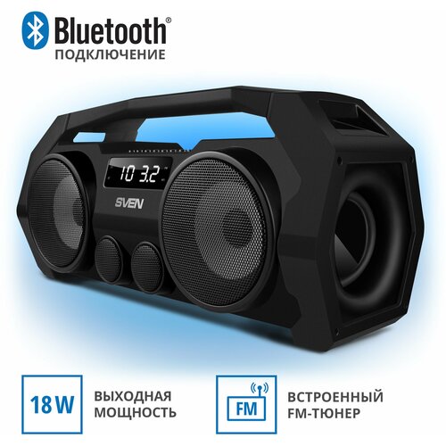 Портативная акустика SVEN PS-465 18 Вт черный 463800₽