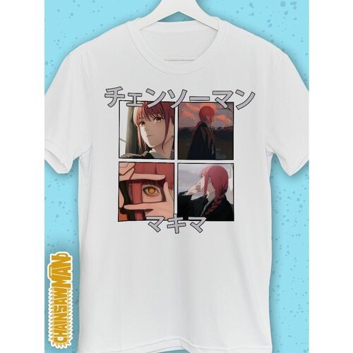 фото Футболка размер 50, белый, черный хилари аниме