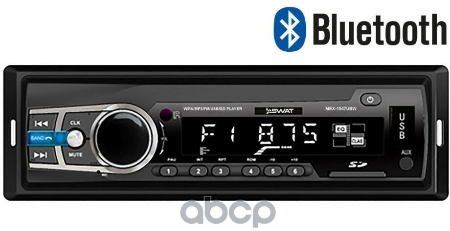 Автомагнитола Swat Mex-1047Ubw 1 Din Медиа Ресивер,4Х50 Вт, Bt, Mp3, Usb, Sd, 2Rca Белые Кнопки Swat Swat Mex-1047Ubw Swat ар.