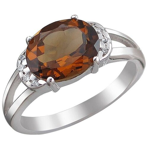 фото Эстет кольцо с фианитом и кварцем из серебра г11к351047cq, размер 16.5