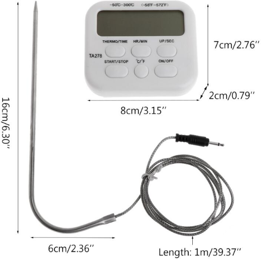 Электронный цифровой термометр OEM TA 278 с металлическим щупом