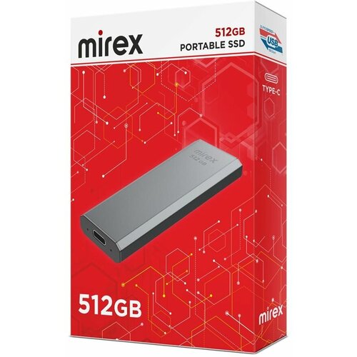 USB 3.2 Type-C Накопитель SSD Mirex 512GB Data Master 1, внешний, серый металл (1/100)