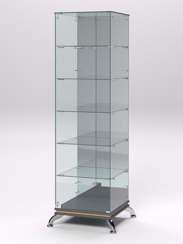 Витрина стеклянная "примавера классик" №503 (с дверкой, задняя стенка - зеркало), Темно-серый и Дуб Золотистый 45 x 45 x 167 см