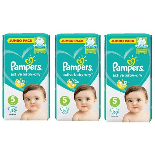 фото Подгузники pampers active baby-dry 11-16кг, 60шт, комплект: 3 упаковок нет бренда