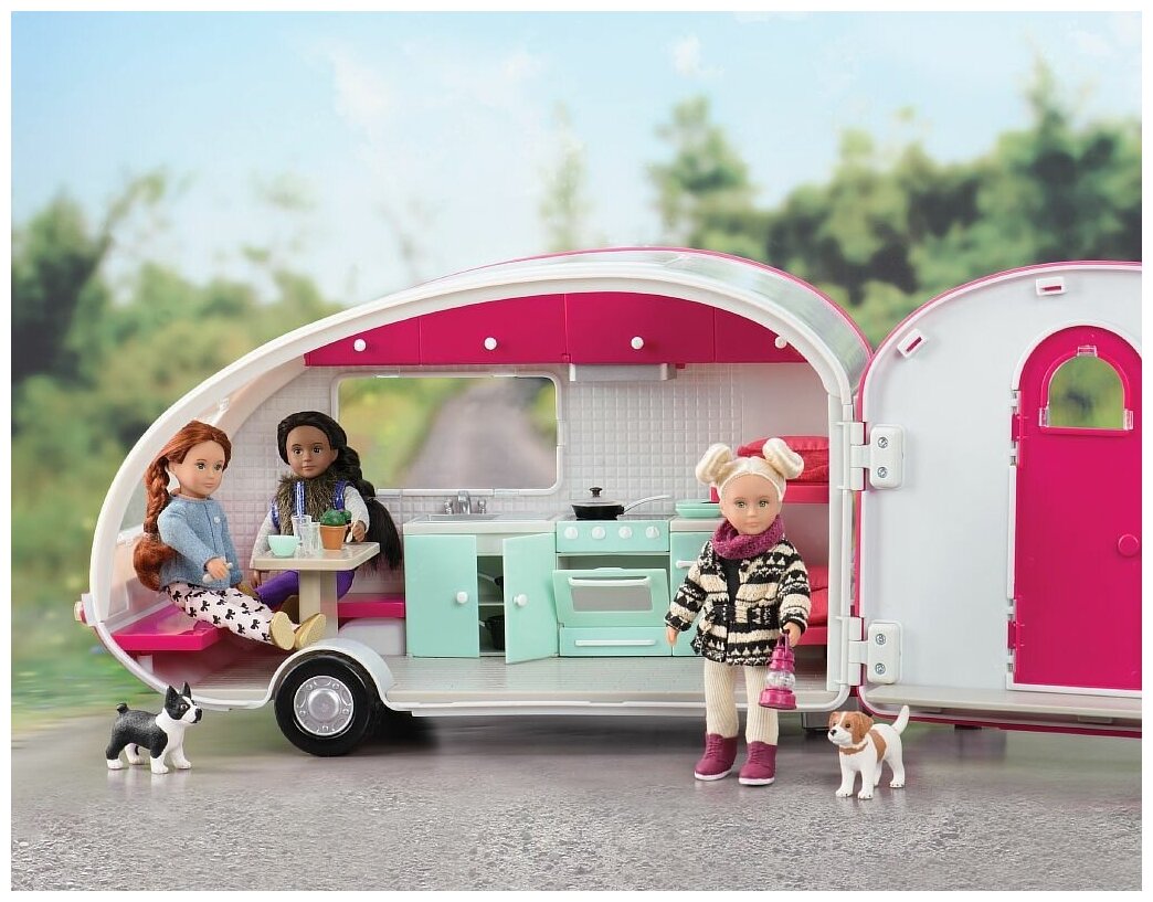 Транспорт для кукол Lori Кемпер на колесах, белый с розовым (LO37011Z) - фото №3